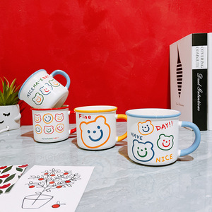 Stile coreano orso tazza carino cartone animato tazza di ceramica per la colazione acqua <span class=keywords><strong>caffè</strong></span> o regalo porcellana sorridente tazza per il viso per i viaggi - Product Image 3