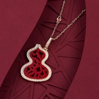 Laiton zircone nouvelle gourde exagérée de haute qualité bijoux de conception de mode chaîne de chandail exagérée de corail rouge chinois