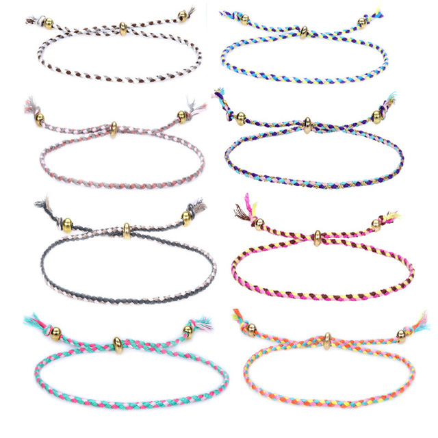 Factory Price Bohe Handcrafted Tassel Bracelet Waterproof Woven Cotton String Bracelet Simple Rope Knot Friendship Bracelet