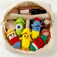 Étui à rouge à lèvres tricoté à la main avec crochet de suspension, décoration d'intérieur au crochet, 5 types de sacs de tricot pré-faits
