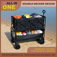 Chariot pliable léger à 4 roues en tissu Oxford 600D, robuste, pour le camping en famille, la plage, le jardin, le stockage, les courses, OEM