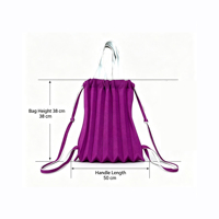 Sac à dos pliable en polyester tricoté plissé, design origami, léger, convertible, sac à bandoulière à cordon, écologique