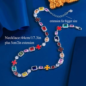 Collier de luxe 2025 en pierres précieuses mélangées, design croix tennis, zircon exquis, chaînes ajustables tendance pour femme, meilleure qualité - Product Image 2