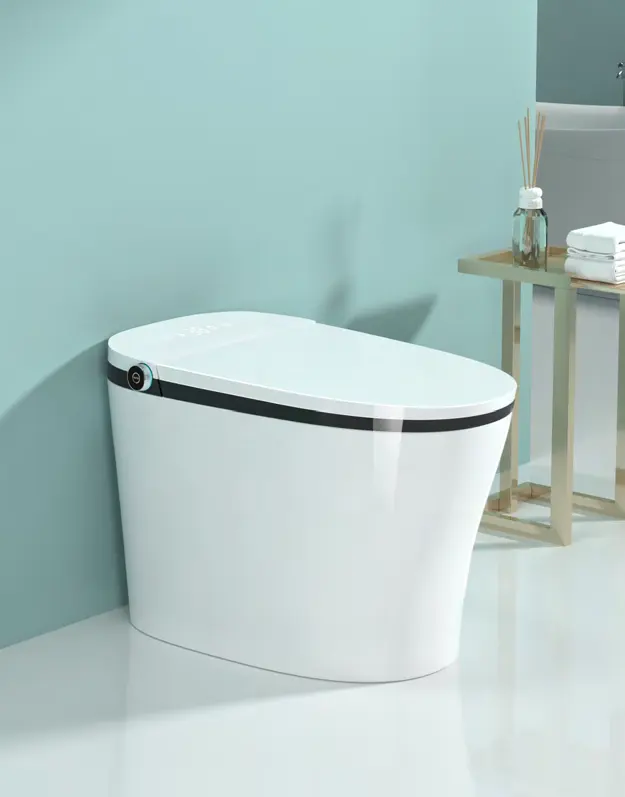 Wall Hung Smart Bidet Toilet Elongated with White Sensor Flush Plate Frame and Cistern intelligent toilet