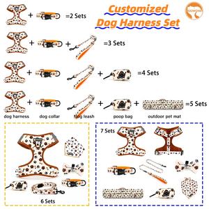 Set Harnesses Anjing Kustom OEM, Desain Unik, Dapat Disesuaikan, Mewah, Fashionable, Sablon LOGO Kustom, Tali & Kalung Anjing - Product Image 2