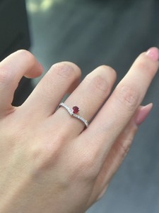 Xinfly classico oro 18K a goccia anello rubino piccione rosso sangue oro bianco placcato con diamante - Product Image 6