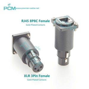 Adaptateur de panneau femelle RJ45 à montage sur bride <span class=keywords><strong>DMX</strong></span> vers XLR 3 broches femelle pour convertisseur Ethernet de contrôle DMX512 mélangeur de lumière de scène - Product Image 2