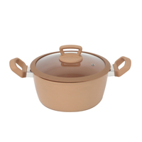 Ensemble de 7 casseroles et poêles antiadhésives en aluminium forgé, revêtement céramique beige caramel de qualité supérieure, sans PFOA, vente en gros