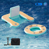 Chaise longue flottante gonflable de luxe avec table flottante pour boissons, ensemble de flotteurs en PVC pour piscine, lac et plage, idéal pour la relaxation