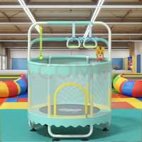 Trampoline Rond Sûr pour Enfants 1,5 m Intérieur/Extérieur avec Filet de Protection 1,6 m, Matériau PVC Souple Écologique et Durable pour Garçons et Filles