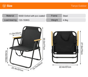 Silla Plegable Tianye Moderna para Exteriores, de Acero, con Tela Oxford 600D Resistente, Ideal para Campamento y Picnic - Product Image 2