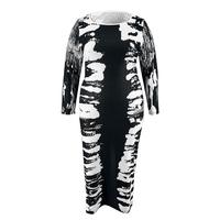 Nouveaux produits, vêtements pour femmes grandes tailles, robe maxi droite à motif géométrique tricoté, imprimé numérique