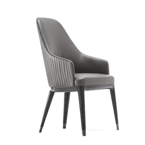 French Dinning Room Leather Grey High Back Dining <strong>Chairs</strong> Set 6 Dining <strong>Chairs</strong> Luxury Modern for <strong>Diningroom</strong> - Product Image 1