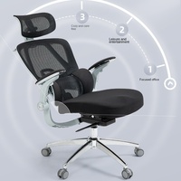 Chaise de bureau et de maison ergonomique moderne à dossier en maille, pivotante, avec fonction de massage et levage manuel, idéale pour les postes de travail e-sport et l'usage domestique