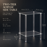 Table d'appoint en acrylique transparente, polie, à bords arrondis, compacte, à ouverture verticale, pour rangement et présentation dans le salon – Nouveauté très prisée