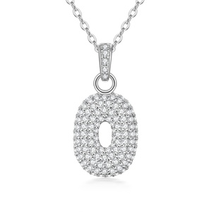 Factory Wholesale Cz Hip Hop Jewelry 14k Gold Filled Micro Pave Zircon Number 0 Pendant Necklace for Women - Product Image 1