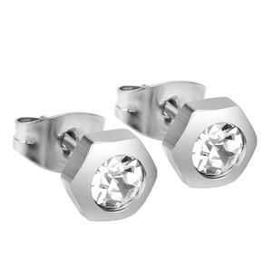 ต่างหูสแตนเลสสตีลแบบใหม่ล่าสุด ดีไซน์คลาสสิกหรูหรา ประดับคริสตัลสีโรสแดงทรงกลม - Product Image 6