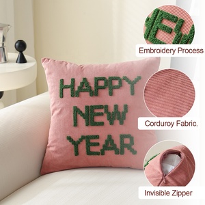 Richesbase saint valentin cadeau velours côtelé broderie jeter taie d'oreiller <span class=keywords><strong>coeur</strong></span> aimant <span class=keywords><strong>rouge</strong></span> rond décor housse de coussin - Product Image 2