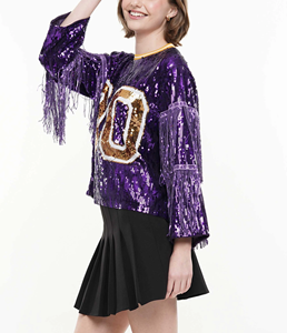 新しい到着Oネックブティックパーティークチュール女性のテネシーボランティアGamedayスパンコールジャージーTシャツドレスタッセル付き - Product Image 2