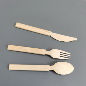 <span class=keywords><strong>Couverts</strong></span> jetables en bambou détachables : couteaux, fourchettes et cuillères multifonctionnels - Product Image 2