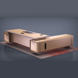 Office MDF L Shaped Luxury Design Boss Table <b>Solid</b> <b>Wood</b> Office <b>Desk</b> Executive Computer Office Table Furniture - Product Image 3