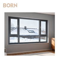 Ventanas abatibles con marco de aluminio y vidrio Low E resistente a los rayos UV a prueba de viento para desarrollos de condominios con estilo moderno