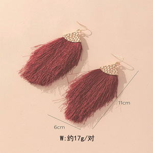 Boucles d'oreilles pendantes à pompons en alliage de zinc, motif flèche géométrique rouge, pour soirée et mode - Product Image 2