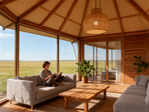 Tenda Glamping Mewah Semi-Permanen 2-Kamar untuk Gurun, Tahan Air dan Api, Kanvas untuk Berkemah Keluarga, Resor Safari, Cocok untuk Empat Musim - Product Image 3