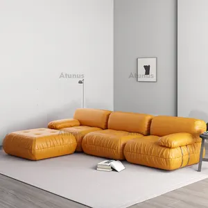 Atunus baru furnitur desain ruang tamu Set Lounge Suite penjualan laris kain kulit ruang keluarga Sofa bagian Modern