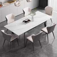 Ensemble de salle à manger en dalle de pierre pliable de style italien, table à manger rectangulaire moderne minimaliste pour les petites maisons