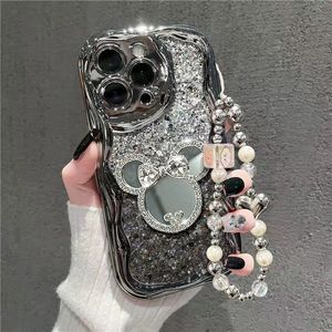 Ốp điện thoại TPU mạ điện hình gương hoạt hình dễ thương kèm vòng tay ngọc trai dành cho <span class=keywords><strong>iPhone</strong></span> 16 15 14 13 12 11 Pro Max Plus - Product Image 4