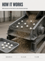 Vente directe d'usine, balles en caoutchouc blanc de 38 mm pour un tamis vibrant utilisé pour le nettoyage des grains secs