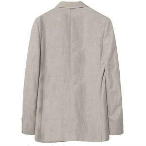 Estate Vestito Casuale del Vestito Convenzionale Vestito degli uomini Classici Natural Touch Monopetto 1 Pulsanti Notch Risvolto di Sfiato Lato Italia di Lino mosca della chiusura lampo - Product Image 4