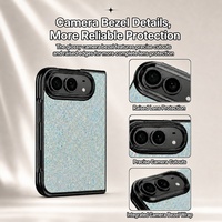 Coque de téléphone C0484 avec protection d'angle pliable, design scintillant, brillance de luxe légère, pour iPhone Duo