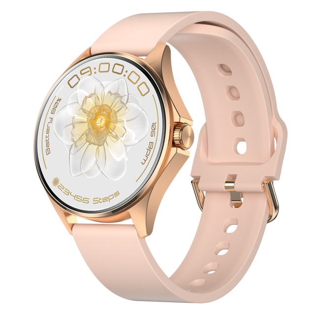 Fashion IP68 Waterproof Female SmartWatch AM12 200mAh Battery Rose Gold Women's Health Monitoring BT Call Women Smartwatch