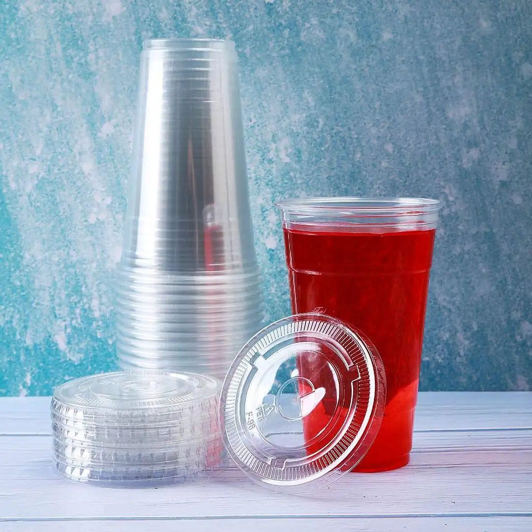 High Transparency Juice Beverage clear Plastic Cups Disposable PP Plastic Cup Smoothie Milk Tea Boba Cup Ice Coffee With Lid