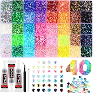 Bestseller Kit de Démarrage Complet de <span class=keywords><strong>Strass</strong></span> en Résine AB Effet Gelée à Dos Plat, 40/28/24 Grilles, 3mm, Boîte de 40 000 Pièces pour DIY Ongles - Product Image 2