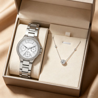 Montre à quartz ultra-fine de luxe à trois aiguilles avec collier assorti pour femmes