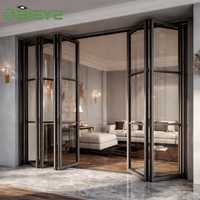 Puerta Plegable de Vidrio Templado de Alta Resistencia con Marco de Aluminio, Anti-Atrapamiento de Manos, Moderna, Segura, Resistente a Impactos de Huracanes, para el Hogar