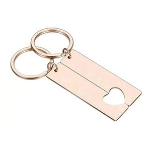 Vente flash - Porte-clés personnalisé en acier inoxydable poli miroir, rectangulaire, demi-cœur, thème moderne, pour couple, décoration - Product Image 4