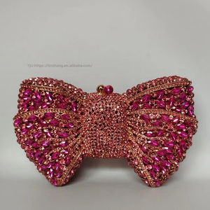 New Diamond-encrusted PU Rhinestone Bow Evening <b>Clutch</b> Wedding Full Rhinestone Crystal Chain Magnetic Clasp Evening Tanjing - Product Image 6