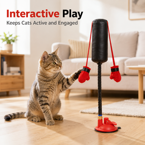 <b>Cat</b> Punching Spring Toy Interactive <b>Plush</b> Boxing Bag Suction Cup Rebound Pet Training Toy for Indoor Play - Product Image 5