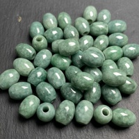 Perles de jadeite verte birmane naturelle à grand trou, forme baril, 8-13 mm, perles intercalaires lâches pour accessoires de bijoux faits main DIY