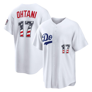 Jersey Baseball Jahitan ke-250 Pria Shohei Ohtani 17 Freeman 5 Yamamoto 18 Seragam Baseball Bendera Amerika Bintang Garis Grosir - Product Image 6