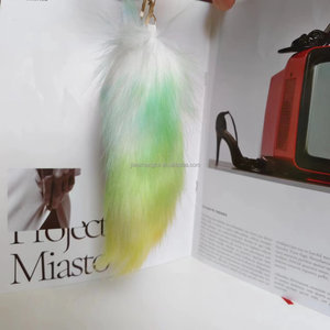שרשרת keychain pompom גדול גודל גדול פרווה זנב שרשרת