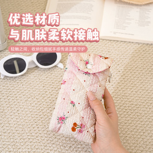 Eyeglasses Storage Bag Rectangle Portable Travel Storage <b>Case</b> With Floral Pattern <b>For</b> Eyewear Protection - Product Image 2