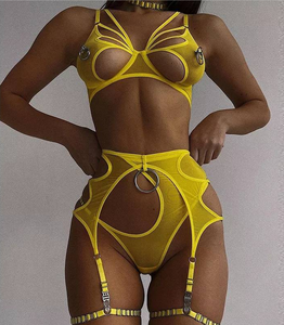 ZZYUP-Lencería de encaje transparente para el Día de San Valentín para mujer, lencería erótica Sexy, con bordado amarillo - Product Image 2