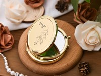 Cermin Saku Logam Logo Kustom Hadiah Promosi Cermin Mini Rias untuk Pengiring Pengantin Hadiah Tamu Pernikahan