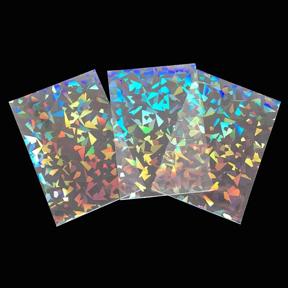 Custom Laser Effect Broken Glass Gemstone Hologram Card Sleeves Holographic Game Sports Trading Inner Penny Sleeves