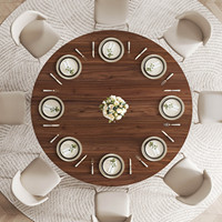 Table à manger moderne minimaliste en noyer de qualité supérieure, robuste, avec pieds en X, finition écologique résistante aux rayures pour salon